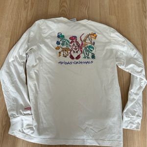 White Adidas Originals Long Sleeve Dino Graphic Tee